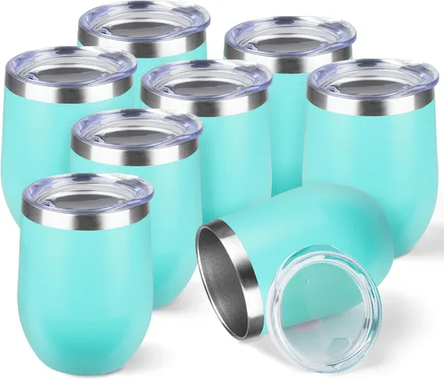 Miniatura 29 de StarSpeed Vaso de vino de 12 onzas con tapa, tazas de viaje de acero inoxidable sin pie con aislamiento de doble pared, taza de café aislada, vasos