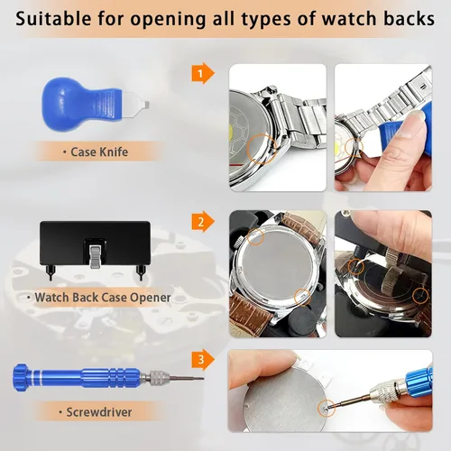 Miniatura 2 de Kit de reparación profesional de relojes, kit de repuesto de batería para GLDCAPA Watch, herramientas de reparación de relojes con funda