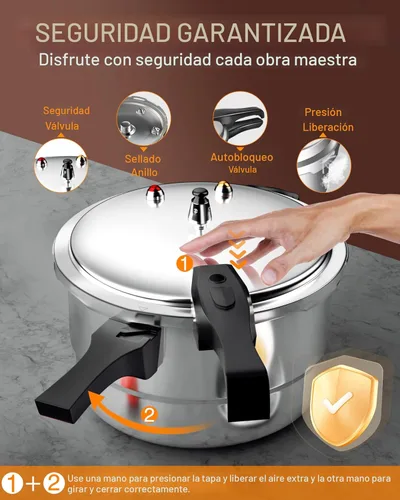 Miniatura 3 de WantJoin Olla a presión de aluminio de 8 cuartos con válvula de liberación y múltiples dispositivos de protección, envasadora a presión compatible