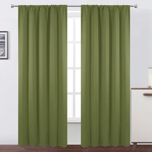 Miniatura 68 de LEMOMO Cortinas opacas negras para cocina, 42 x 45 pulgadas, juego de 2 paneles de cortinas opacas con bolsillo para cortinero para ventana pequeña