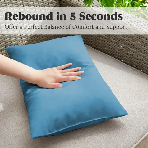 Miniatura 4 de puredown® Juego de 2 almohadas decorativas impermeables para exteriores, relleno de plumas y plumón, para sofá, banco de jardín, 12 x 20 pulgadas