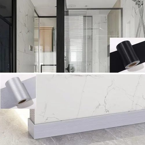 Miniatura 4 de Papel tapiz metálico para despegar y pegar, moldura flexible, autoadhesiva, líneas de pared, líneas de borde para baño, cocina, hotel, bricolaje
