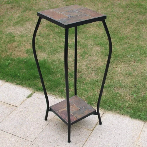 Miniatura 12 de Zhongma Soporte para Plantas de Interior y Exterior de 2 Niveles de 30" de Alto, 12 L x 12 W x 30 H pulgadas, Soporte de Flores de Metal Cuadrado