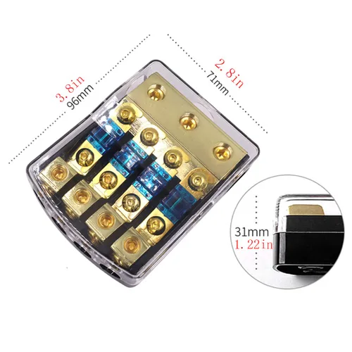 Miniatura 2 de Portafusibles Mini-ANL Bloque de distribución automática de fusibles de alta fidelidad, 60 amperios, 12 V, soporte fusible, calibre 0, 2, 4