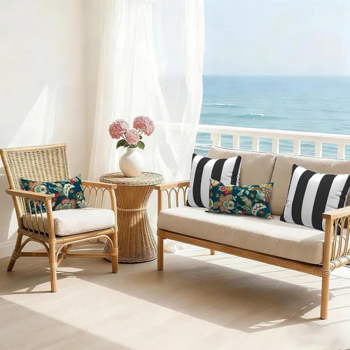 Miniatura 460 de Juego de 2 almohadas para exteriores de 16 x 16 pulgadas, repelentes al agua con interiores, para muebles de patio, hogar, jardín, geometría bohemia
