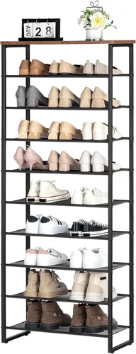 Miniatura 9 de HOOBRO - Zapatero de 10 niveles, organizador de almacenamiento de zapatos de 23.6" L, estante de zapatos de gran capacidad para entrada de puerta