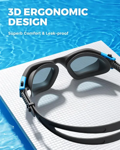 Miniatura 4 de OMID P2 Lite - Gafas de natación cómodas antivaho para hombres, mujeres, adultos y jóvenes Lente B2-azul Marco Blueblack