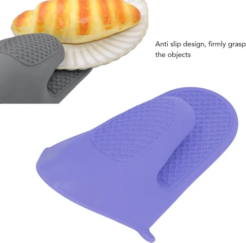 Miniatura 6 de Jeanoko 2 mitones de horno de silicona engrosados para cocina, guantes de horno para cocina (morado)