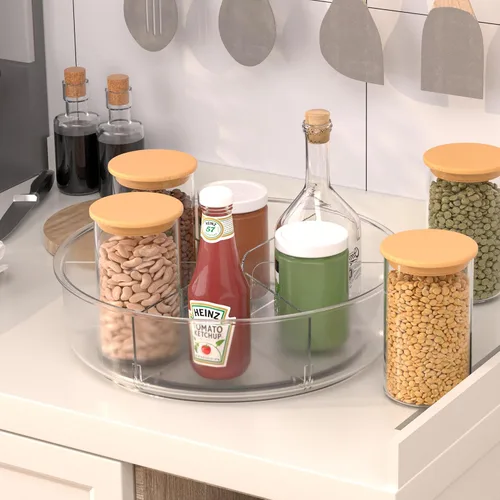 Miniatura 3 de Li&Zhao Lazy Susan Organizador para gabinete, organizador giratorio redondo de 9.8 pulgadas para nevera Lazy Susan, organizador giratorio