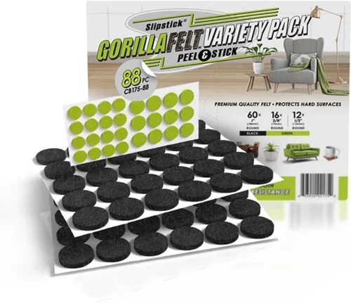 Miniatura 22 de GorillaFelt CB270 - Protectores de piso para muebles (juego de 4) almohadillas de fieltro para muebles con tapa garantizadas para permanecer