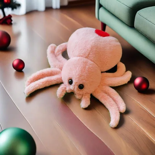 Juguete de peluche de araña para niños, juguete de peluche de Halloween suave almohada de araña rosa, adorable juguete de peluche para jugar, animal