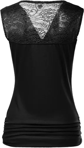 Miniatura 4 de Zeagoo - Camiseta sin mangas elástica de cuello holgado y fruncido, con drapeado lateral, para mujer