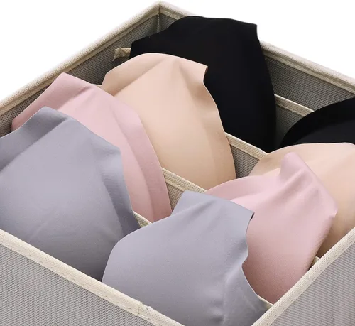 Miniatura 5 de DIOMMELL Paquete de 6 cajas de almacenamiento de tela plegables para armario, aparador, cajón, cestas de tela, contenedores divisores para ropa
