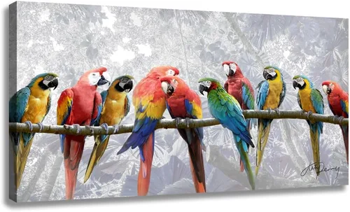 Miniatura 10 de Woxfcart Arte de pared azul para decoración de pájaros, impresión en lienzo de 12 x 12 pulgadas, cuadro familiar de pájaros para dormitorio, baño