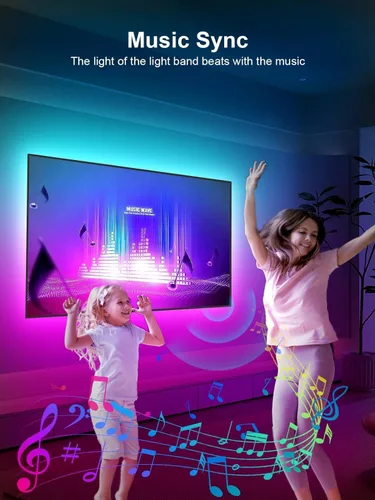 Miniatura 4 de GIPOYENT Tira de luz de TV, retroiluminación LED de sincronización de música, para TV de 32 a 50 pulgadas, luz de TV LED con función Bluetooth, tira
