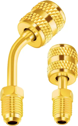 Zoizocp Adaptador R410A 5/16 pulgadas SAE hembra a 1/4 pulgadas SAE macho estriado para aire acondicionado HVAC, 1 adaptador recto + 1 adaptador