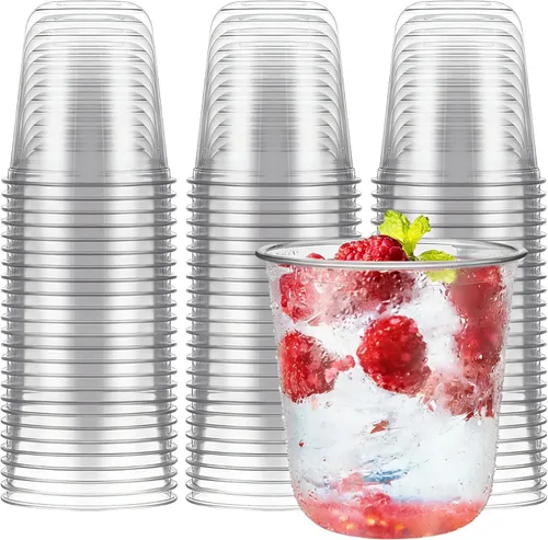 Miniatura 9 de Ziliny 100 copas de vino de plástico de 9 onzas sin tallo, desechables, copas de vino de plástico para fiestas, bodas, cumpleaños, cócteles