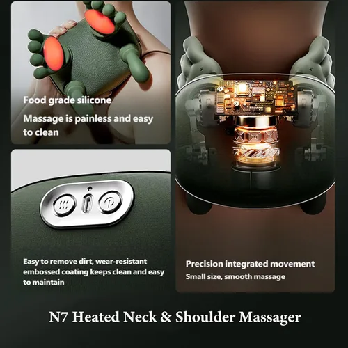 Miniatura 6 de Masajeador de cuello y espalda, 3 modos de masaje, 2 funciones de calor, masajeador térmico de cuello y hombros, diseño simulado de mano humana, 1