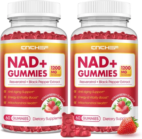 Miniatura 9 de Gomitas NAD+, suplemento liposomal NAD de 1200 mg para mujeres y hombres con trans-resveratrol y extracto de pimienta negra, suplemento