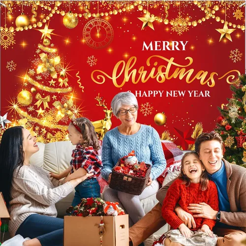 Miniatura 3 de Rumia Decoraciones de pancarta de Feliz Navidad y Año Nuevo, telón de fondo de fotos de Navidad, árbol de Navidad y telón de fondo de fiesta, diseño