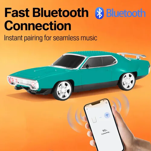 Miniatura 2 de Altavoz Bluetooth retro para automóvil con sonido estéreo HD, emparejamiento TWS, luces LED de fiesta, micrófono incorporado, altavoz Bluetooth Verde