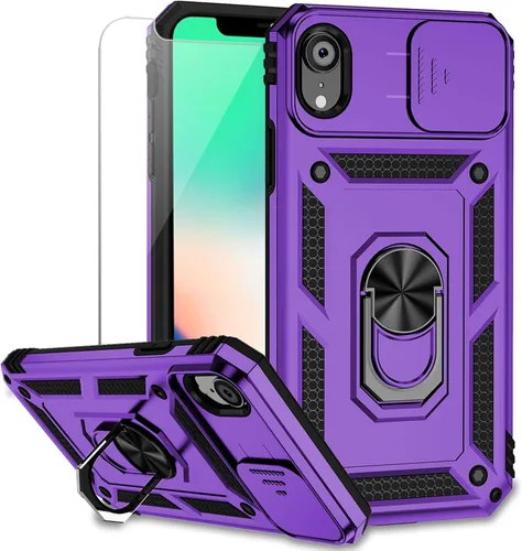 Miniatura 12 de Funda para iPhone XR con cubierta para lente de cámara, protector de pantalla HD, doble capa [protección contra caídas de grado militar de 15 pies]