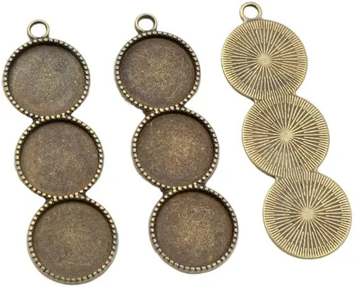 Miniatura 5 de Kentuckiz - 10 unidades de 0.472 in de tamaño interior de tres camafeo cabujón base en blanco colgante bandejas bisel diy collar colgante joyería Oro