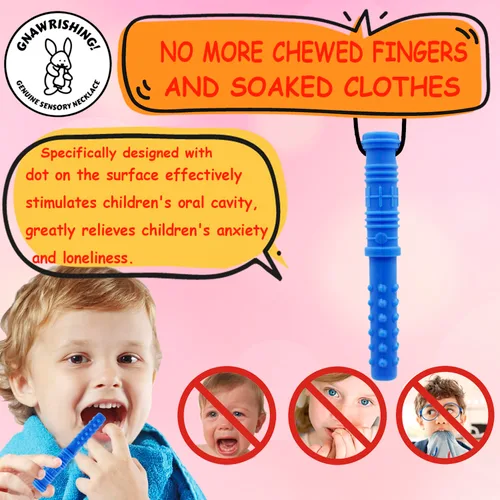 Miniatura 6 de Collares masticables sensoriales para niños, 8 piezas con forma de cilindro, juguetes masticables sensoriales para niños con autismo, niñas y niños