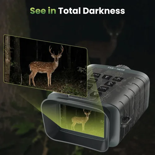 Miniatura 9 de Gafas de visión nocturna con telémetro, video 4K, binoculares de visión nocturna con zoom 18X, recargable de 5000 mAh, tarjeta de 64 GB, telémetro