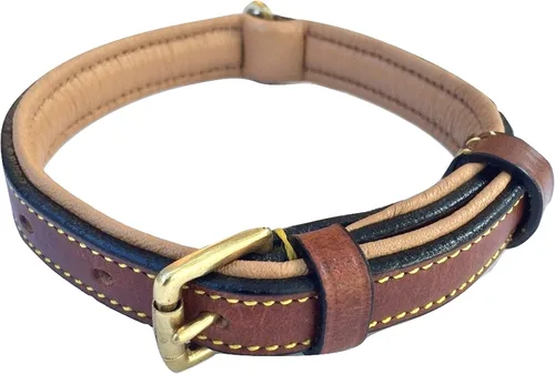 Miniatura 16 de Collares suaves al tacto, de cuero acolchado, collares de lujo para perro, L, Negro