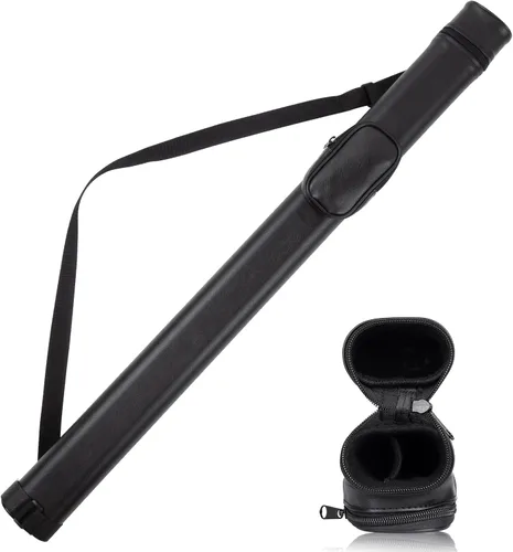 Casos de taco de billar,Estuche duro para taco de piscina,Caja de palo de taco 1 Stick 2 agujeros,Bolso de la caja del palo de la PU Negro