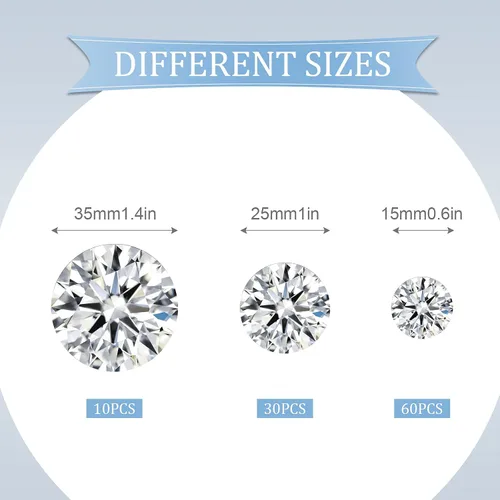 Miniatura 2 de 100 piezas de relleno de jarrón de diamantes para decoración de manualidades, diamantes falsos de varios tamaños, gemas acrílicas de cristal