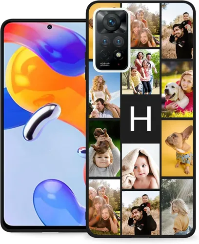 Miniatura 9 de Funda de teléfono personalizada para Redmi Note 11 Pro (5G) y Note 12 Pro 4G con nombre de collage de fotos múltiples, funda de silicona negra
