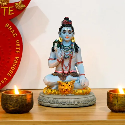 Miniatura 6 de alikiki Estatua hindú de Dios Señor Shiva – 5.7 pulgadas de alto, ídolo Shiva Murti Pooja, artículo Puja Diwali regalos para boda india, baby