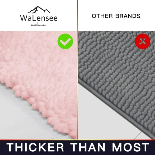 Miniatura 229 de Walensee Alfombra de baño antideslizante (24x17 pulgadas, rosa polvoriento) absorbente de agua, súper suave, lanuda de felpilla, lavable a máquina