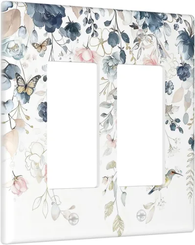 Miniatura 91 de Decorative Outlet Covers Blue Background White Cat Daisy Floral 2-Gang 1-Gang Wall Plate Single Toggle/Rocker Farmhouse Style Light Switch Covers