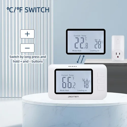 Miniatura 2 de Termostato inalámbrico para casa, controlador remoto de temperatura SENSTREE con enchufe de control de temperatura, soporte para modo