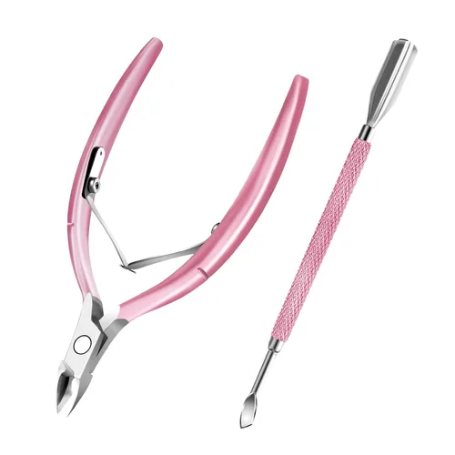 Miniatura 8 de Cortador de cutículas con empujador de cutículas y tijeras, removedor de cutículas, herramientas profesionales de manicura de pedicura duraderas