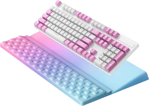 Miniatura 24 de Ospelelf Reposamuñecas para teclado, cómodo soporte ergonómico para teclado para oficina y hogar Rosa