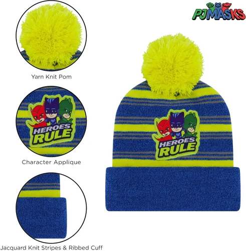 Miniatura 4 de PJ Masks Conjunto de sombrero, bufanda y mitones de invierno para niños de 2 a 4 años o sombrero, bufandas y guantes para niños de 4 a 7 años
