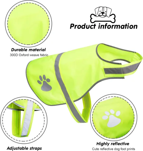 Miniatura 2 de Geyoga Chaleco reflectante para perro, 2 piezas, ajustable, chaleco de servicio de seguridad para perros, ropa de alta visibilidad, chaqueta