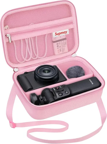 Miniatura 13 de Funda rígida de viaje para cámara digital Sony ZV-1F / ZV-1 / ZV-1 II, funda protectora para kit de accesorios Vlogger, trípode y micrófono