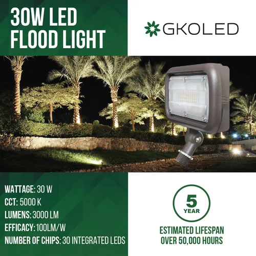 Miniatura 5 de LED FLOOD LIGHTS SERIES reflectores LED, GKOFD30W27V50KBDB77, 30.00watts, 120.00 volts