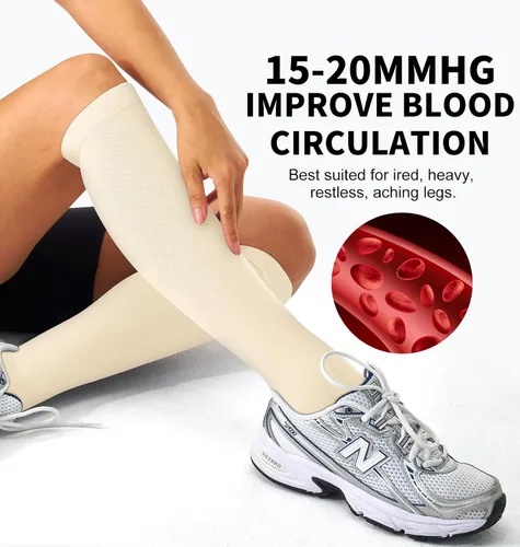 Miniatura 4 de Calcetines de compresión para mujeres y hombres (3 pares) El mejor apoyo para enfermeras, correr, senderismo, recuperación y calcetines de vuelo