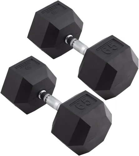 Miniatura 17 de Body Sport Mancuernas hexagonales con revestimiento de goma, par de mancuernas para ejercicios, equipo de entrenamiento de fuerza, accesorios