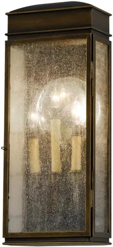Feiss OL7402ASTB Whitaker - Farol de pared para iluminación de patio al aire libre, bronce, 3 luces (9 pulgadas de ancho x 23 pulgadas de alto) 180