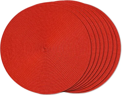 Miniatura 25 de FunWheat Juego de 4 manteles individuales redondos trenzados para mesas de comedor, tejidos, lavables, antideslizantes, pequeños de 13 pulgadas