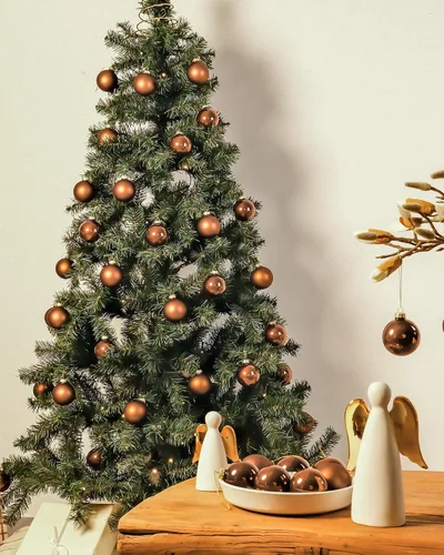 Miniatura 2 de WDS WONDROUS - Adornos de esferas de vidrio color marrón, bombillas de 2.36 pulgadas para árbol de Navidad, juego de 12 esferas colgantes