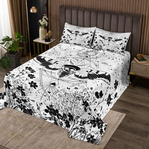 Miniatura 32 de Erosebridal Juego de colcha de teñido anudado arcoíris, juego de ropa de cama bohemio de calavera de la muerte, juego de ropa de cama tamaño King