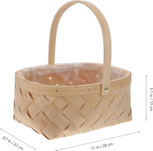 Miniatura 5 de SEWACC Cesta grande de almacenamiento de virutas de madera tejida con asa, cesta de jardín de ratán hecha a mano para organización del hogar, fiesta